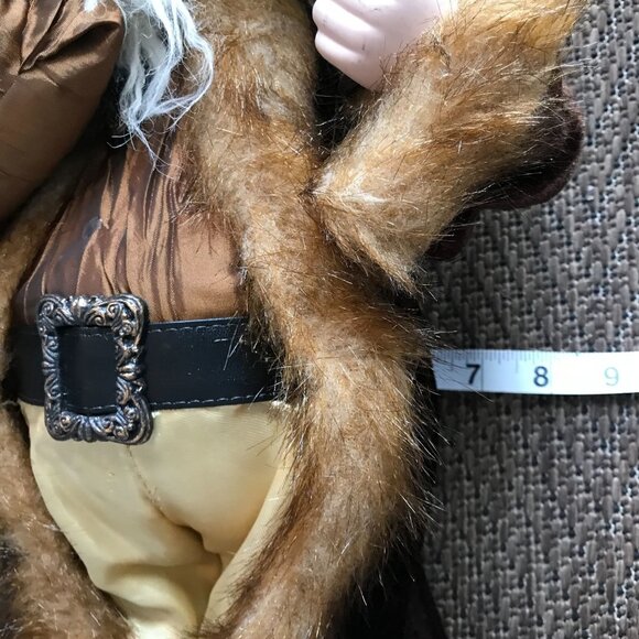 Safari Christmas Santa Claus Figurine Home Decor With Faux Fur & Gifts 20" - Picture 10 of 13